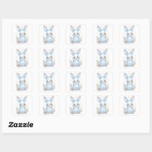 Cute Blue Bunny Party Theme Pastel Floral