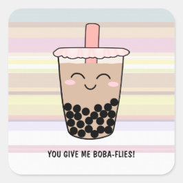 Adesivo Quadrado Cute Boba Milk Tea Pun