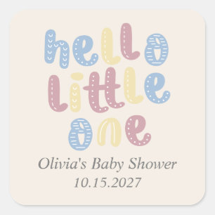 Adesivo Quadrado Cute Boho Hello Little One Chá de fraldas