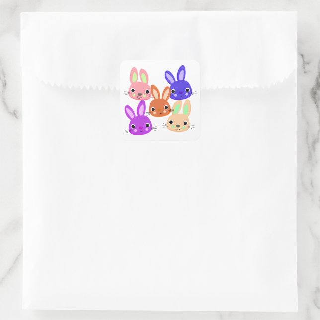 Adesivo Quadrado Cute Bunnies (Bolsa)