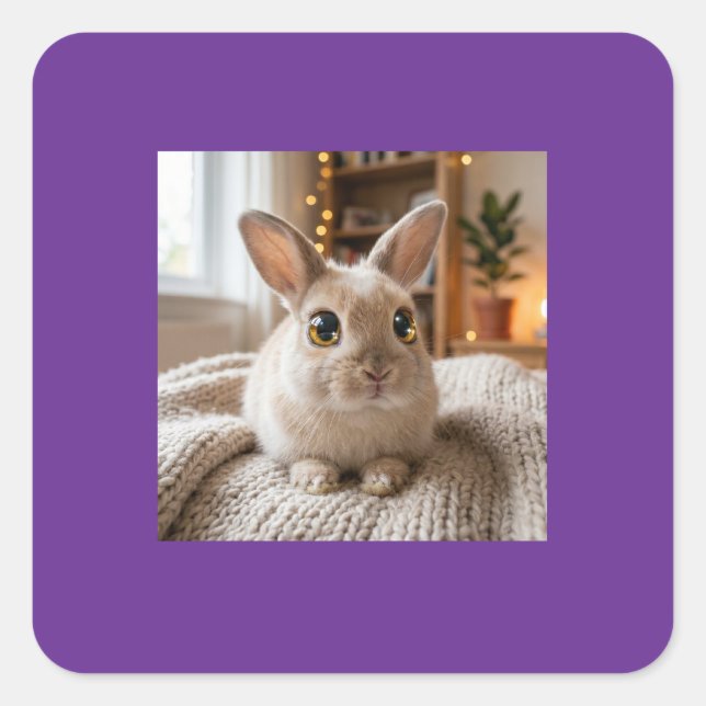 Adesivo Quadrado Cute bunny card (Frente)
