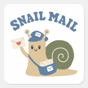 Adesivo Quadrado Cute Caracol Correio Carteiro