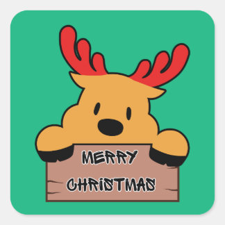 Adesivo Quadrado Cute Cartoon Christmas Reindeer