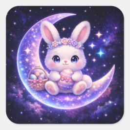 Adesivo Quadrado Cute Celestial Easter Bunny Sticker Sheet