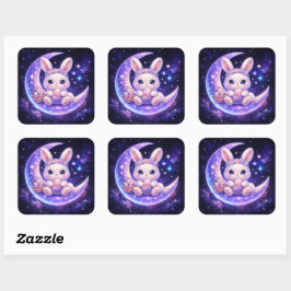 Adesivo Quadrado Cute Celestial Easter Bunny Sticker Sheet