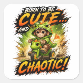 Adesivo Quadrado Cute Chaos Dino Sticker Funny Kawaii
