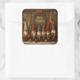 Adesivo Quadrado Cute Christmas Gnomes Merry