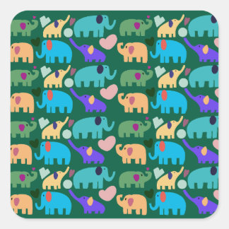 Adesivo Quadrado Cute Colorful Elephant Seamless Pattern
