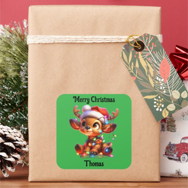 Adesivo Quadrado cute deer Christmas holiday Sticker (Feriado)