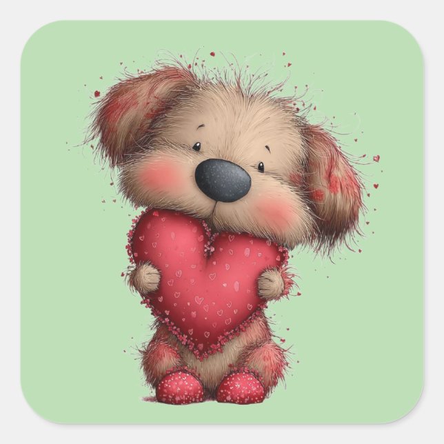 Adesivo Quadrado Cute Dog 3 Inch Sticker – Adorable Kawaii Design (Frente)