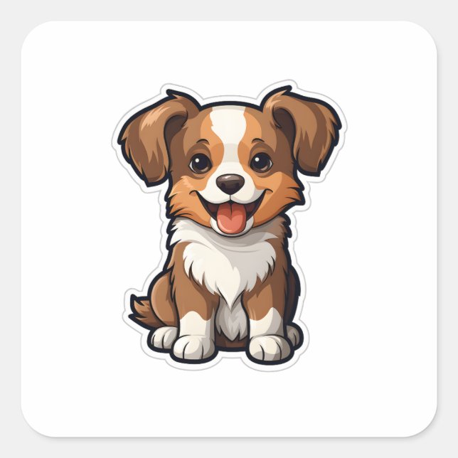 Adesivo Quadrado Cute Dog Sticker 3 (Frente)