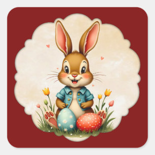 Adesivo Quadrado Cute Easter Bunny – Soft Frame - Autocolante