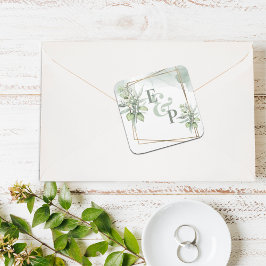 Adesivo Quadrado Cute Eucalyptus Deixa Casamento Verde Elegante