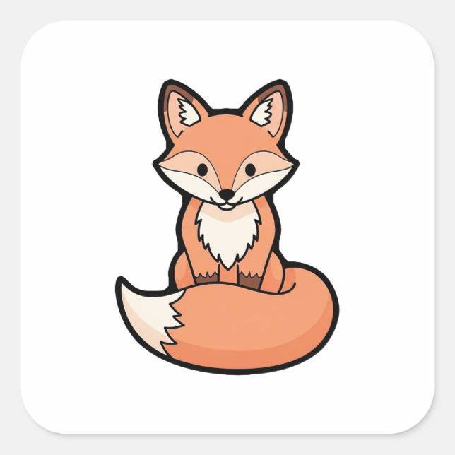Adesivo Quadrado Cute Fox – Kawaii Illustration (Frente)