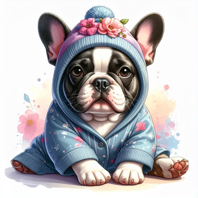 Adesivo Quadrado Cute French Bulldog Puppy Sticker (Criador carregado)