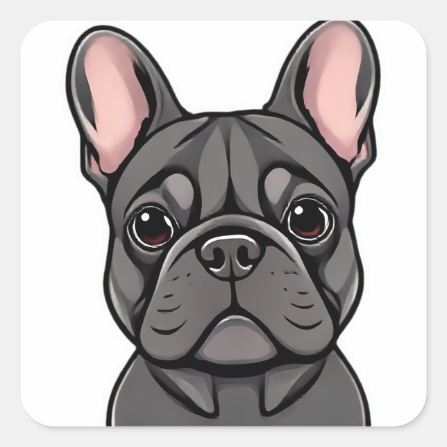 Adesivo Quadrado Cute French Bulldog Sticker | Adorable Frenchie Lo (Frente)
