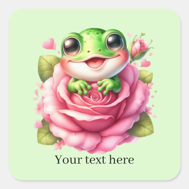 Adesivo Quadrado Cute frog lovers customizable  (Frente)