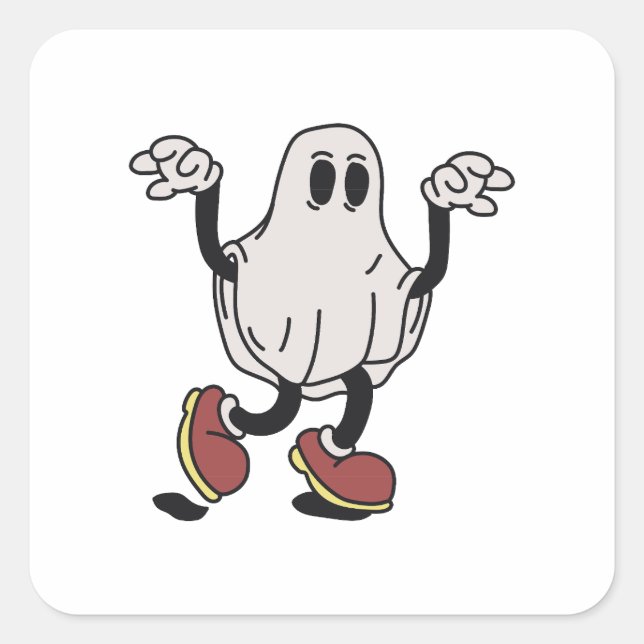 Adesivo Quadrado Cute ghost enjoying (Frente)