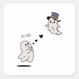 Adesivo Quadrado Cute ghosts couple talking