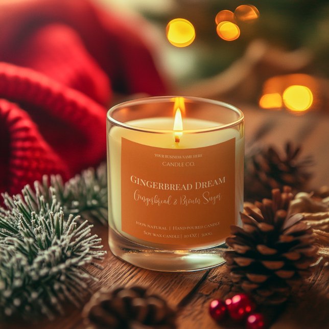 Adesivo Quadrado Cute Gingerbread Man Christmas Candle Label (Criador carregado)