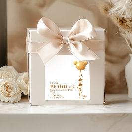 Adesivo Quadrado Cute Gold Bear Balloon Bearly Wait Neutral