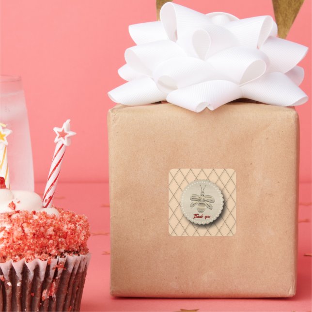 Adesivo Quadrado Cute Gold Bee Gift (Festa)
