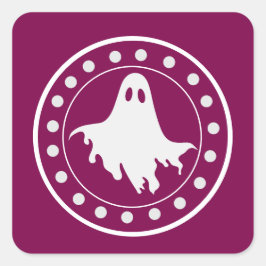 Adesivo Quadrado Cute Halloween Fantasmagórico Fantasma Laranja & B