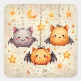 Adesivo Quadrado Cute Hanging Bats Halloween Stickers