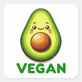 Adesivo Quadrado Cute Happy Avocado Vegan Lifestyle