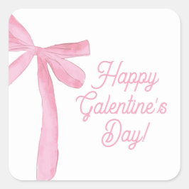 Adesivo Quadrado Cute Happy Galentine's day Pink Ribbons Bows