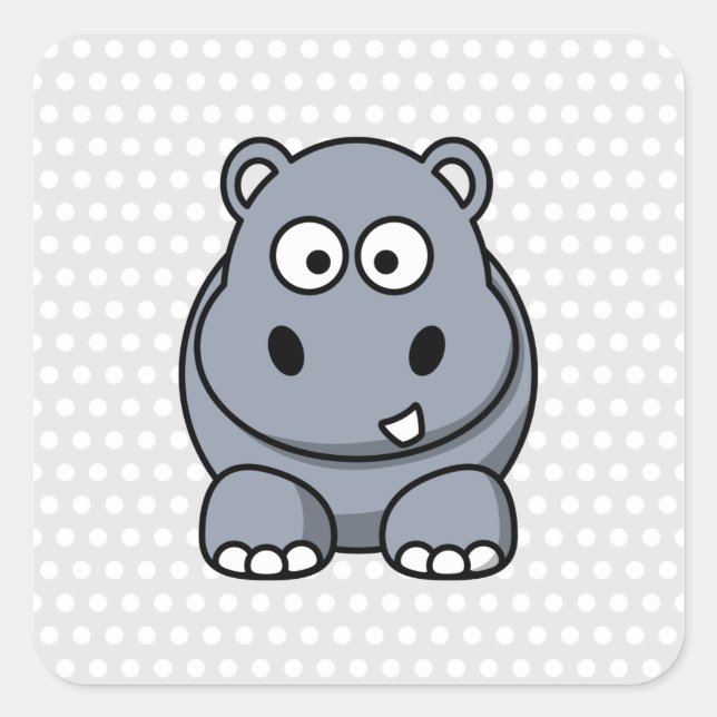Adesivo Quadrado Cute Hippo (Frente)