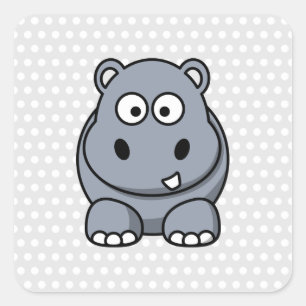 Adesivo Quadrado Cute Hippo