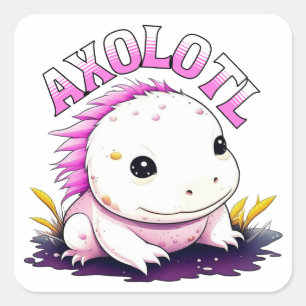 Adesivo Quadrado Cute Kawaii Axolotl