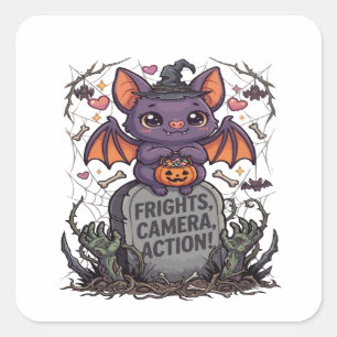 Adesivo Quadrado Cute Kawaii Morcego Halloween