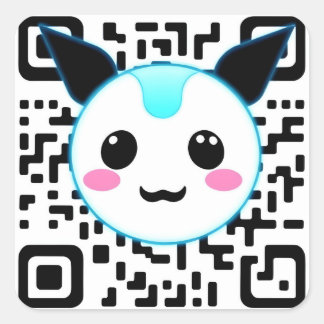 Adesivo Quadrado Cute Kawaii Robot Mascot QR Code Sticker