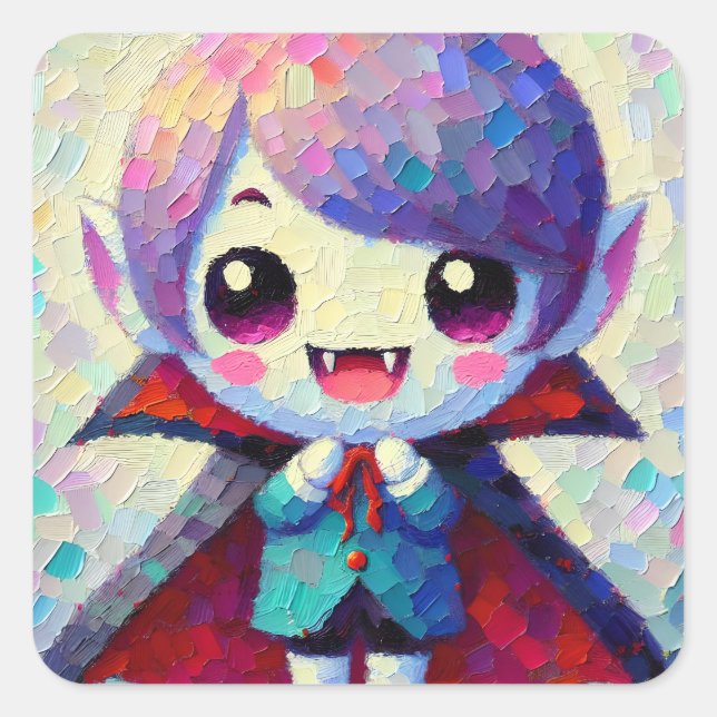 Adesivo Quadrado Cute Kawaii Vampiro Boy (Frente)
