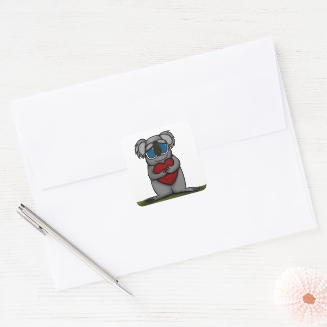 Adesivo Quadrado Cute Koala Bear (Envelope)