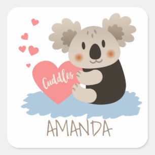 Adesivo Quadrado Cute Koala Cudles ID386