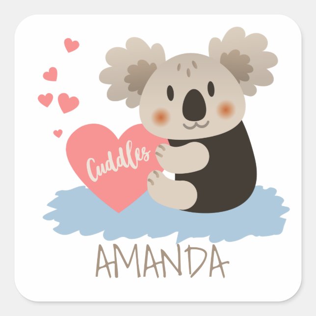 Adesivo Quadrado Cute Koala Cudles ID386 (Frente)