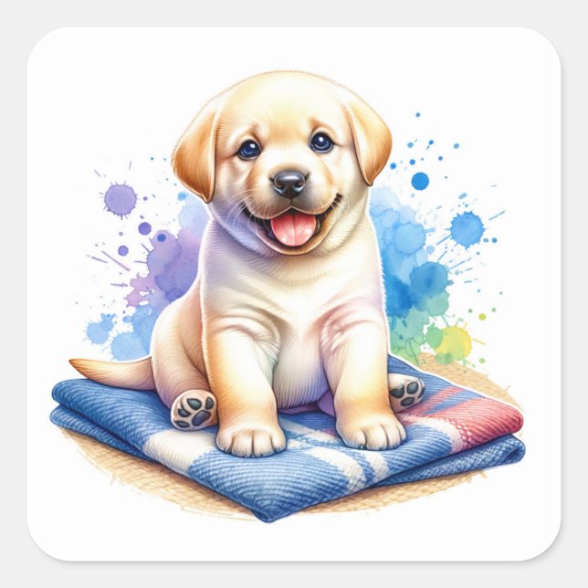 Adesivo Quadrado Cute Labrador Retriever Puppy (Frente)