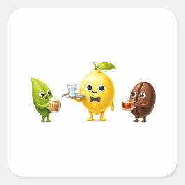 Adesivo Quadrado Cute Lemon Tea Friends – Sticker
