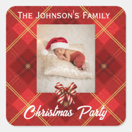 Adesivo Quadrado Cute Little Elves - Personalized Christmas 