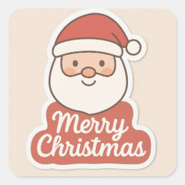 Adesivo Quadrado Cute Merry Christmas Santa Face Sticker