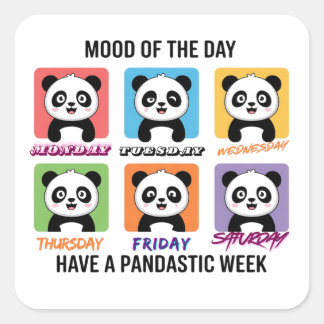 Adesivo Quadrado Cute Panda Mood of the Day Stickers