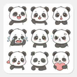 Adesivo Quadrado Cute panda sticker pack 