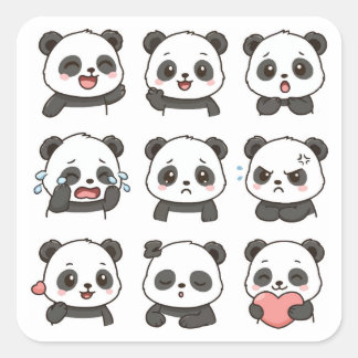 Adesivo Quadrado Cute panda sticker pack 