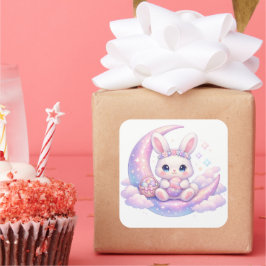 Adesivo Quadrado Cute Pastel Easter Bunny Sticker – Moon Aesthetic