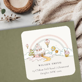 Adesivo Quadrado Cute Pastel Sweet Time Candy Land Kids Endereço