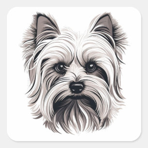 Adesivo Quadrado Cute Personalizado Yorkshire Terrier Dog