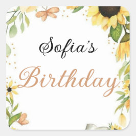 Adesivo Quadrado Cute Pink fairy Coquette primer cumpleaños